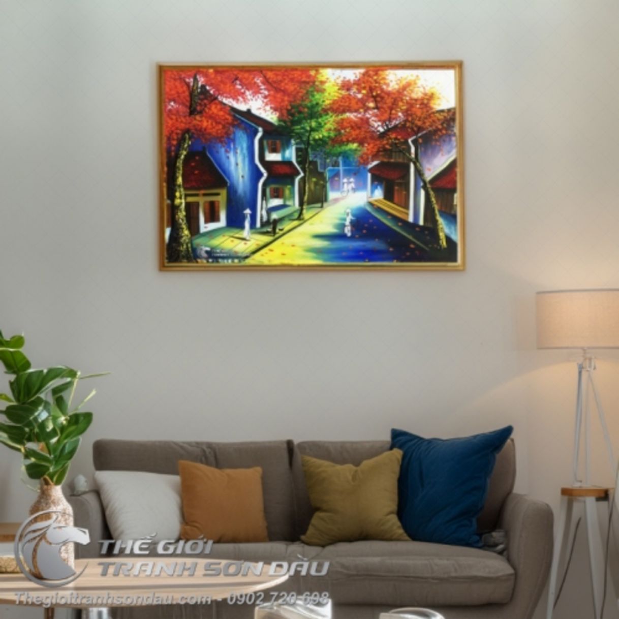 Tranh Phố Cổ Việt Nam Con Đường Sơn Dầu 60x90cm 