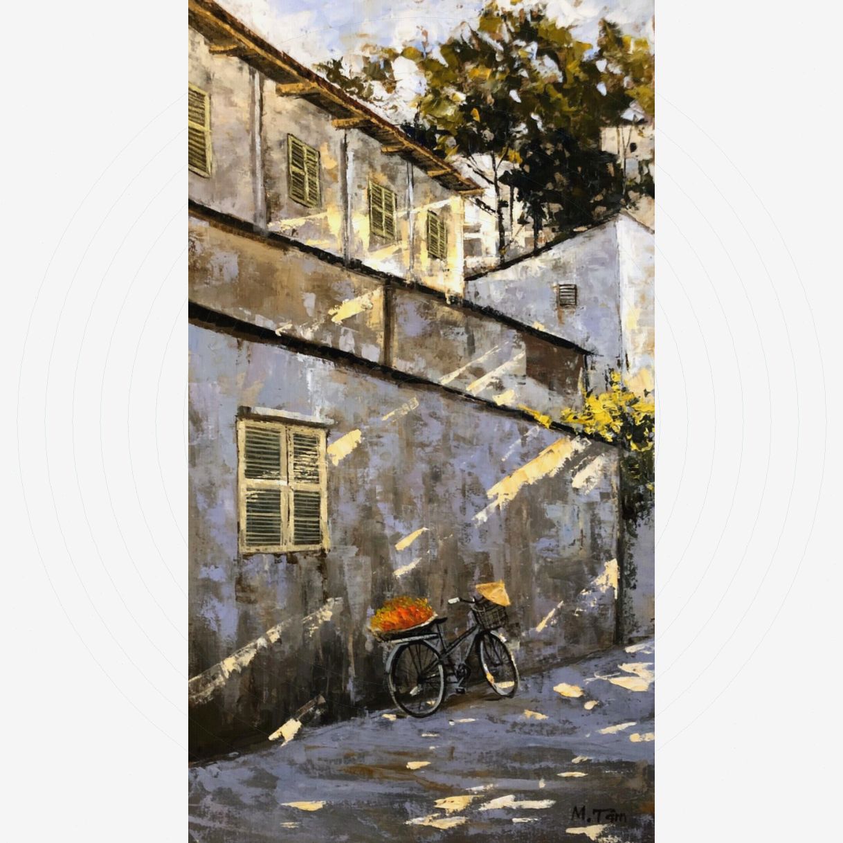 Tranh Sơn Dầu Chút Nắng Mùa Hạ 40x70cm Sáng Tác 2019 Màu Sắc Tươi 
