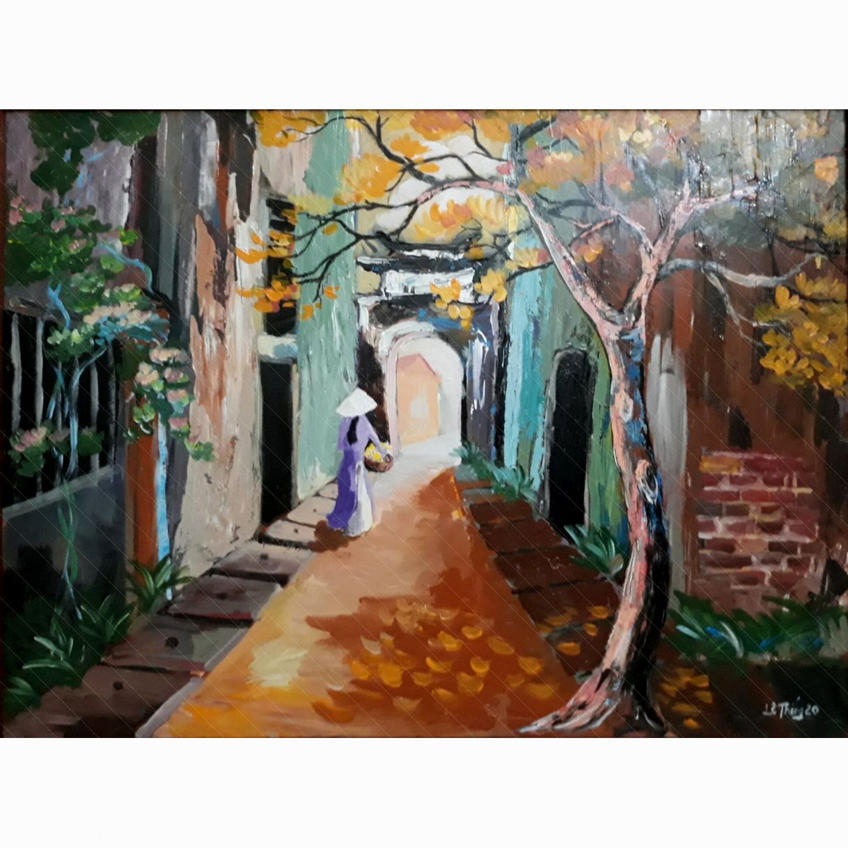 Tranh Ngõ Nhỏ Phố Nhỏ Lối Về Acrylic Kích Thước 90x120cm 