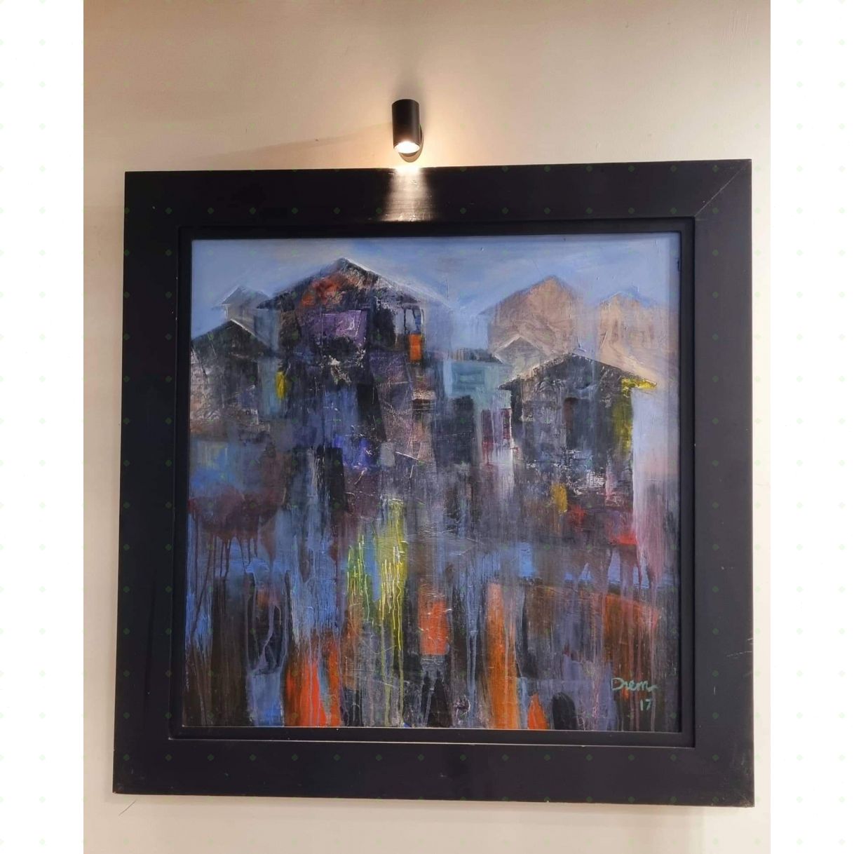 Tranh Ngõ Nhỏ Phố Nhỏ Xuân Nồng Acrylic Kích Thước 70x90cm 