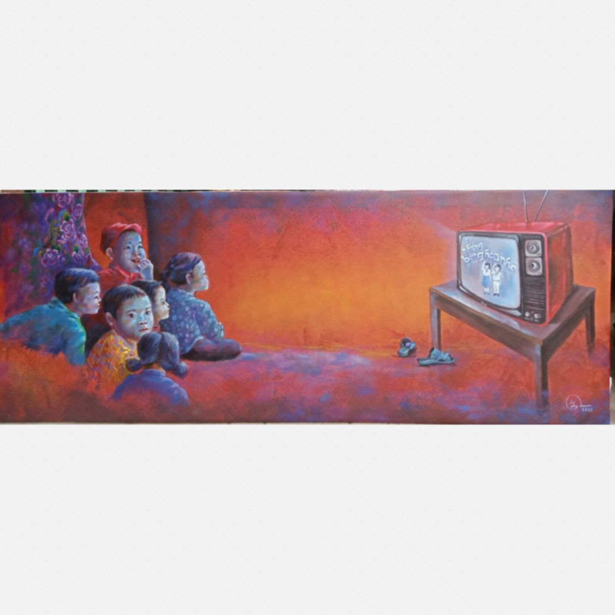 Tranh Ngõ Nhỏ Phố Nhỏ Những Bông Hoa Nhỏ Acrylic Độc Bản 160x60cm 