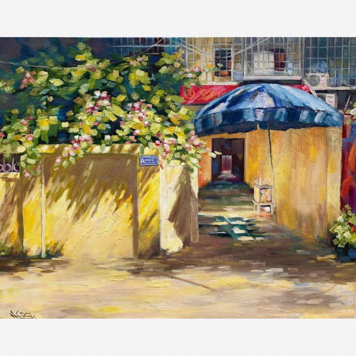 Tranh Sơn Dầu Ký Ức Hà Nội Vải Bố 80x100cm Độc Bản Có Giấy Phép 