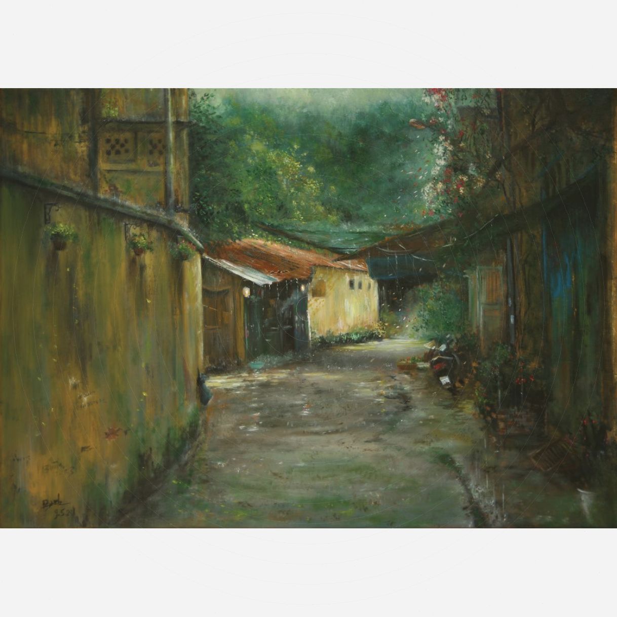 Tranh Sơn Dầu Ngõ Nhớ 29°C 50x70cm Tác Phẩm Độc Bản 