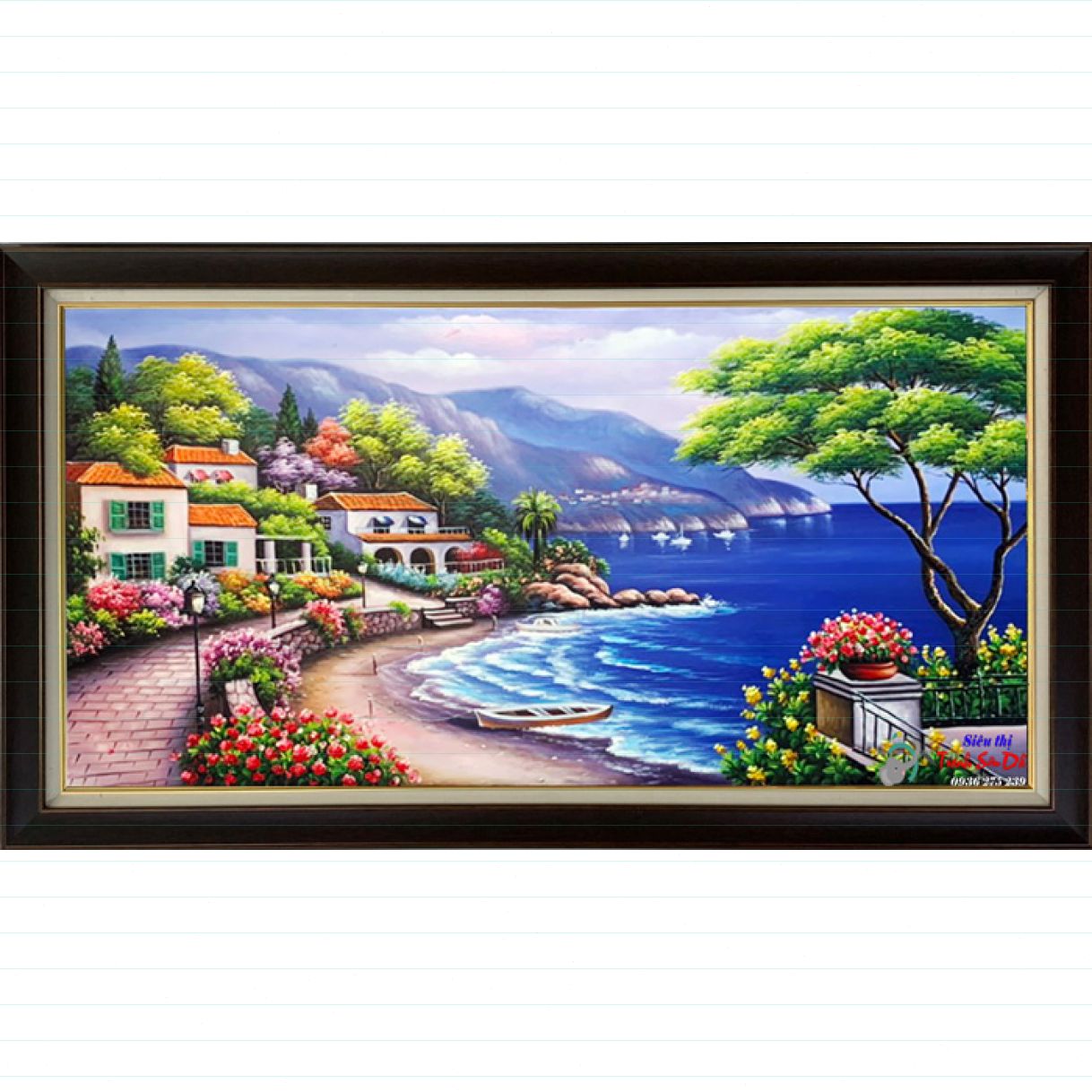Tranh Sơn Dầu Biển Châu Âu Canvas 135cm Nghệ Thuật Tinh Tế 