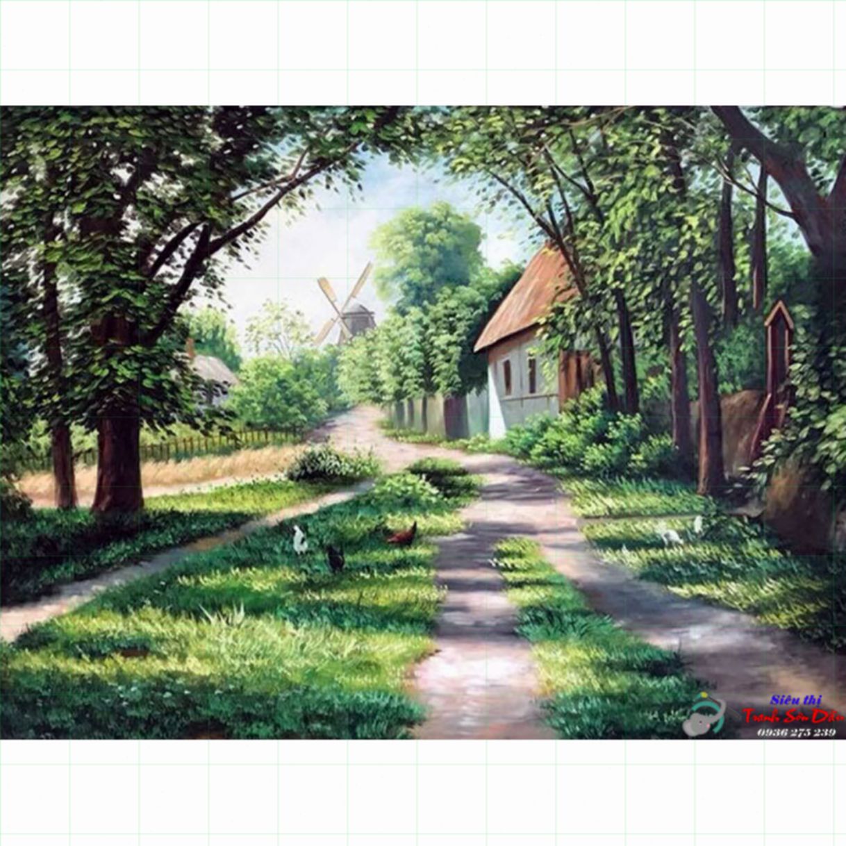 Tranh Phong Cảnh Miền Quê Châu Âu Sơn Dầu Vẽ Tay Canvas 80x100cm 
