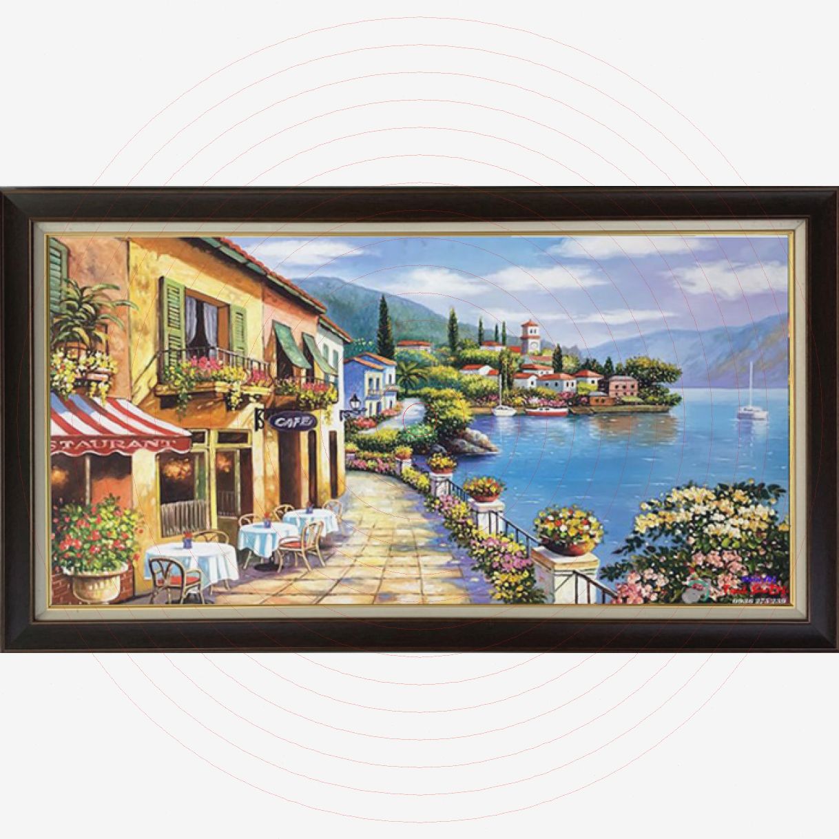 Tranh Phong Cảnh Châu Âu Sơn Dầu Vải Bố Khung Composite 160x80cm 