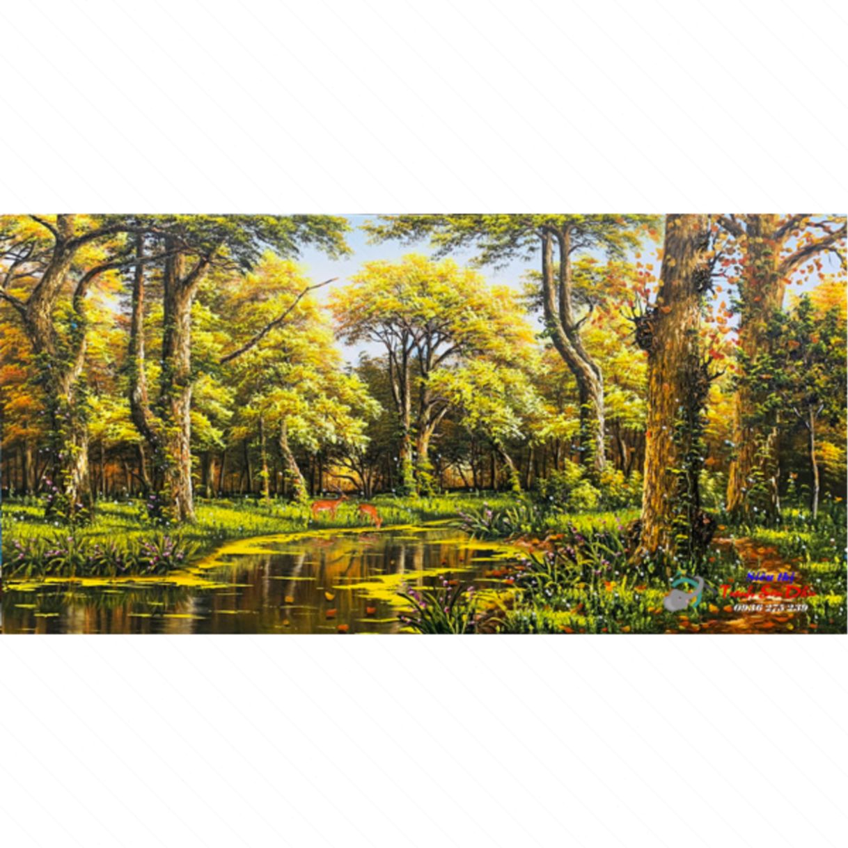Tranh Sơn Dầu Phong Cảnh Rừng Châu Âu Vẽ Tay 100% Canvas Khung gỗ 