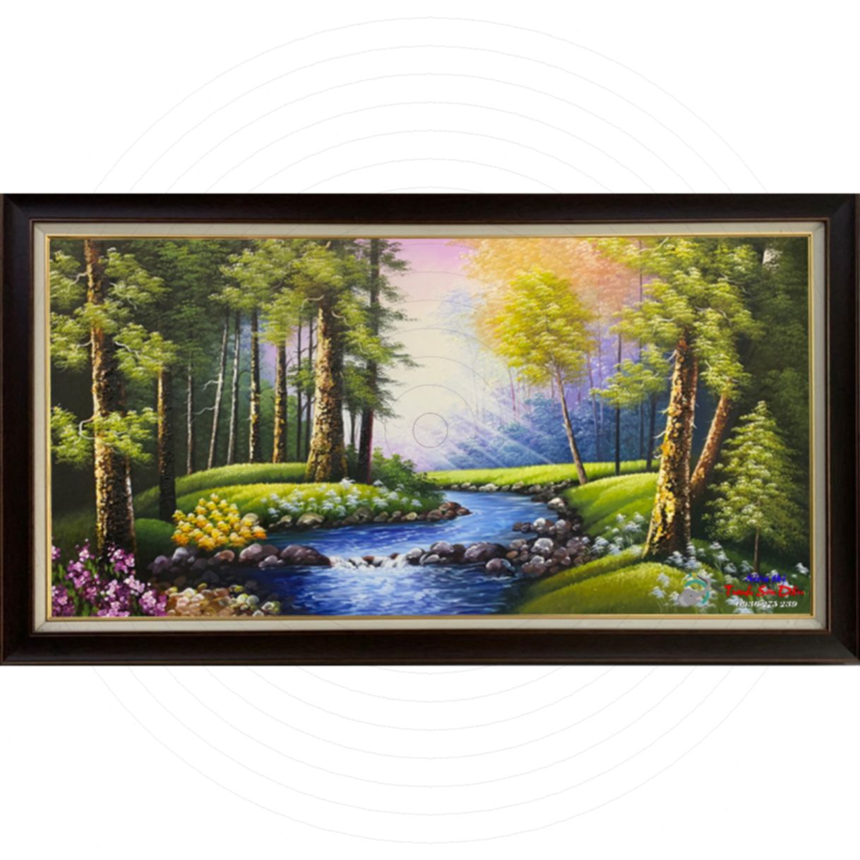 Tranh Sơn Dầu Phong Cảnh Rừng Châu Âu Vẽ Tay Trên Canvas Lớn 