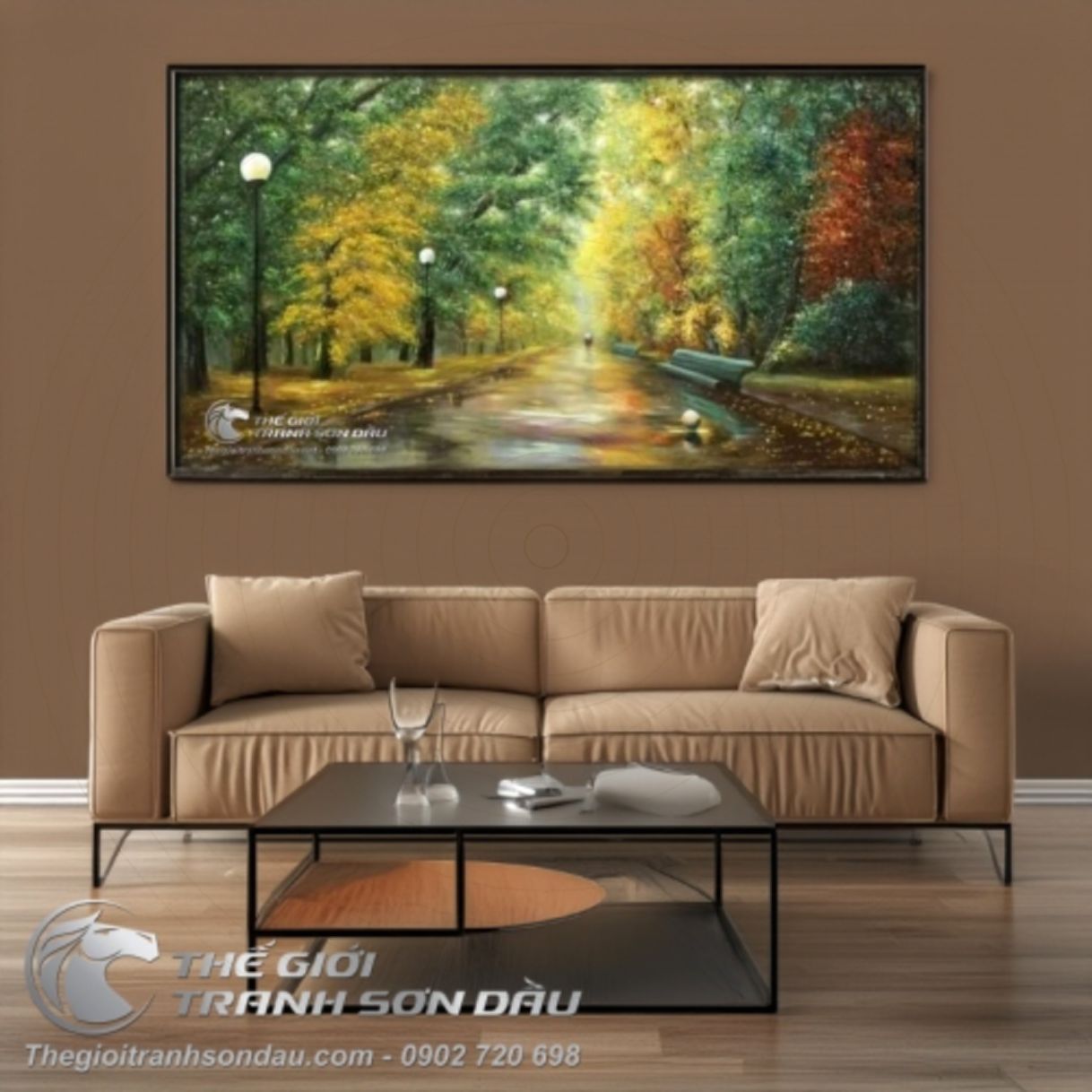 Tranh Sơn Dầu Vẽ Phong Cảnh Con Đường Đa Sắc Kích Thước 80x150cm 