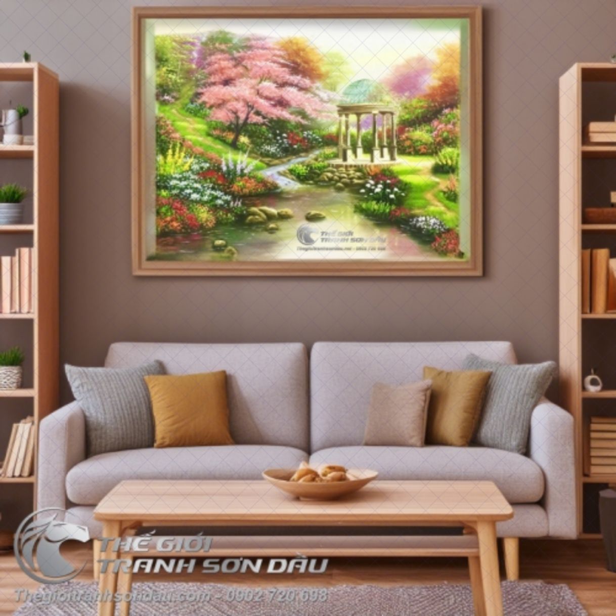 Tranh Sơn Dầu Phong Cảnh Nước Ngoài Treo Phòng Khách 60x80cm 