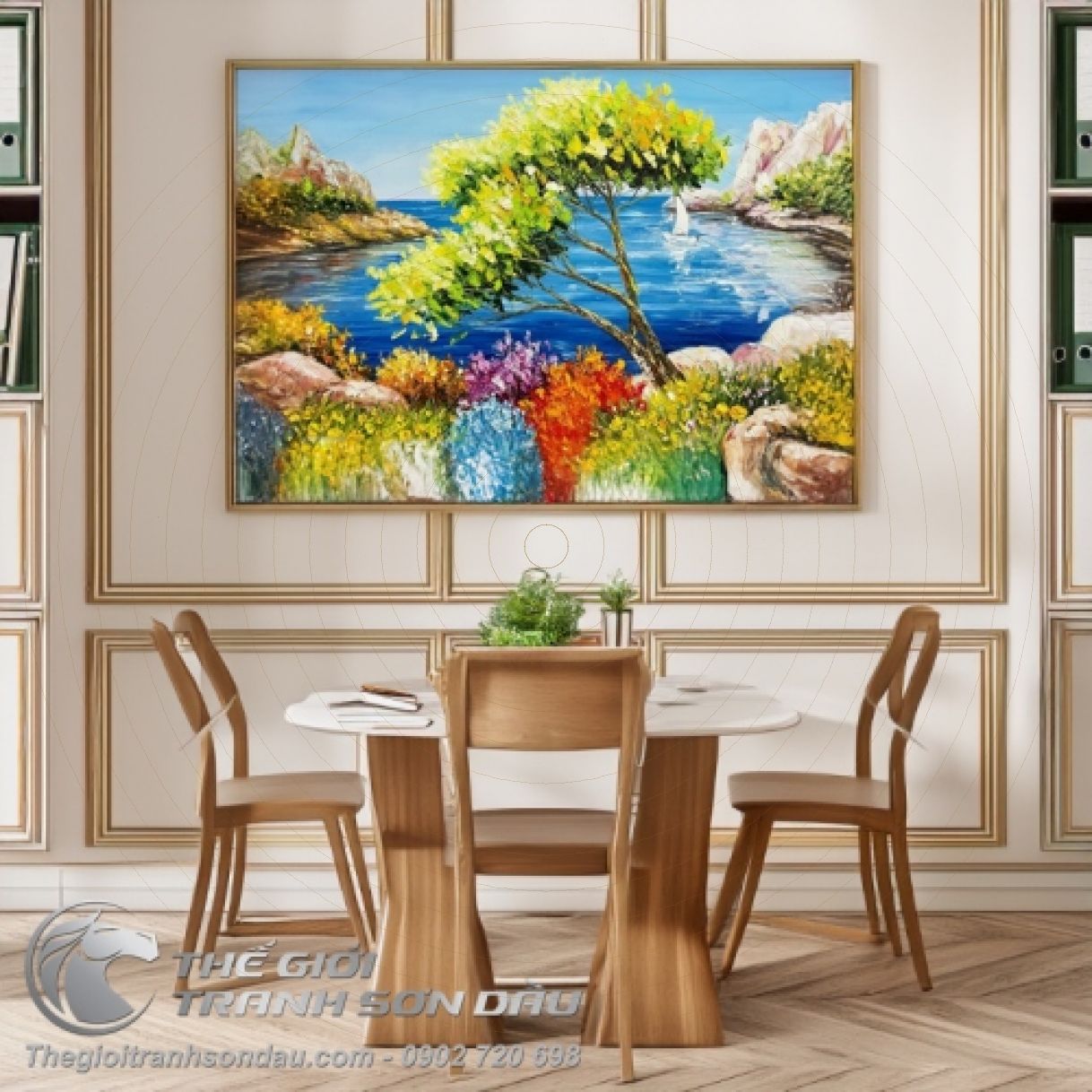 Tranh Phong Cảnh Biển Khơi Sơn Dầu 60x80cm Rực Rỡ 