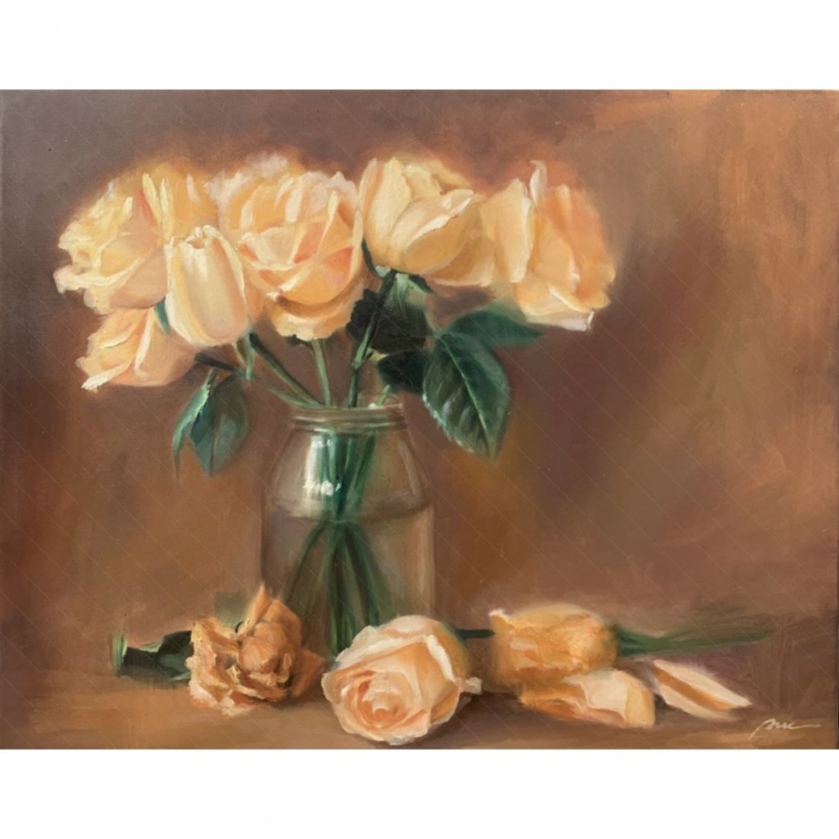Tranh Hoa Hồng Thu Sang sơn dầu 40x50cm tinh tế có giấy chứng nhận 