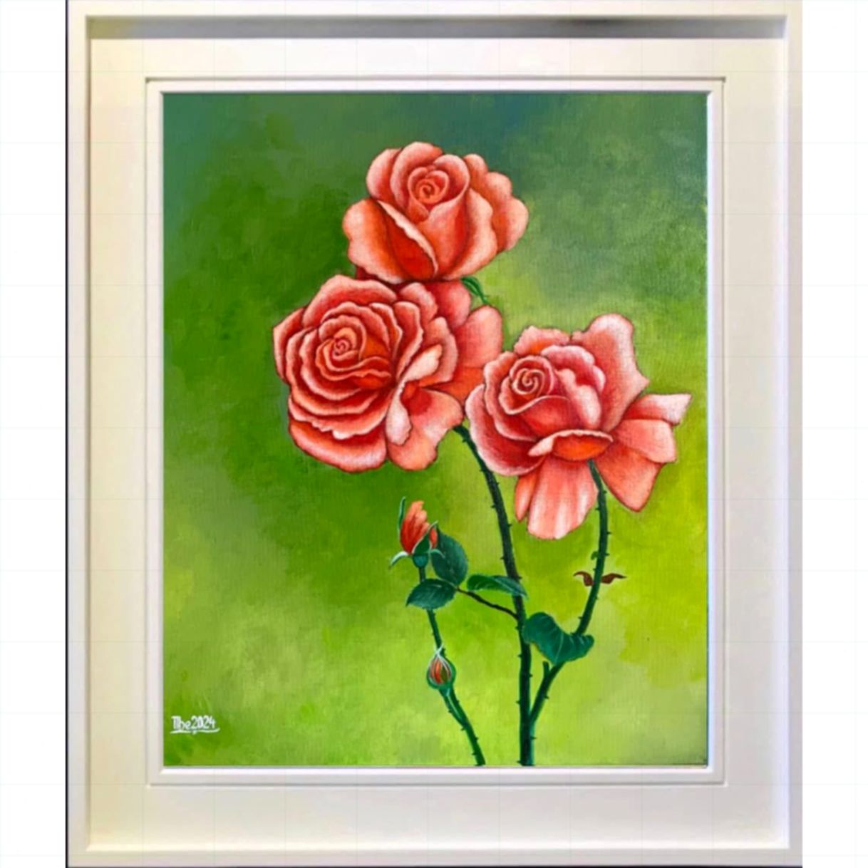 Tranh Hoa Hồng Rose Acrylic 60x70 Sơn Mới Độc Quyền Tác Giả 