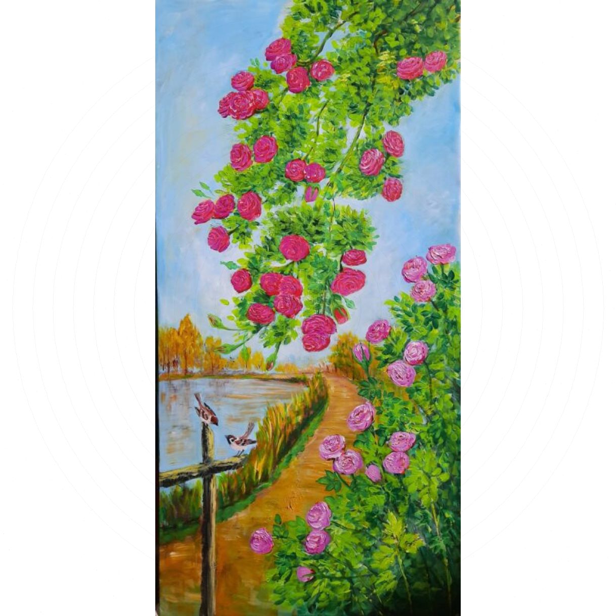 Tranh Hoa Hồng Hẹn Hò Acrylic Độc Bản 60x90cm 