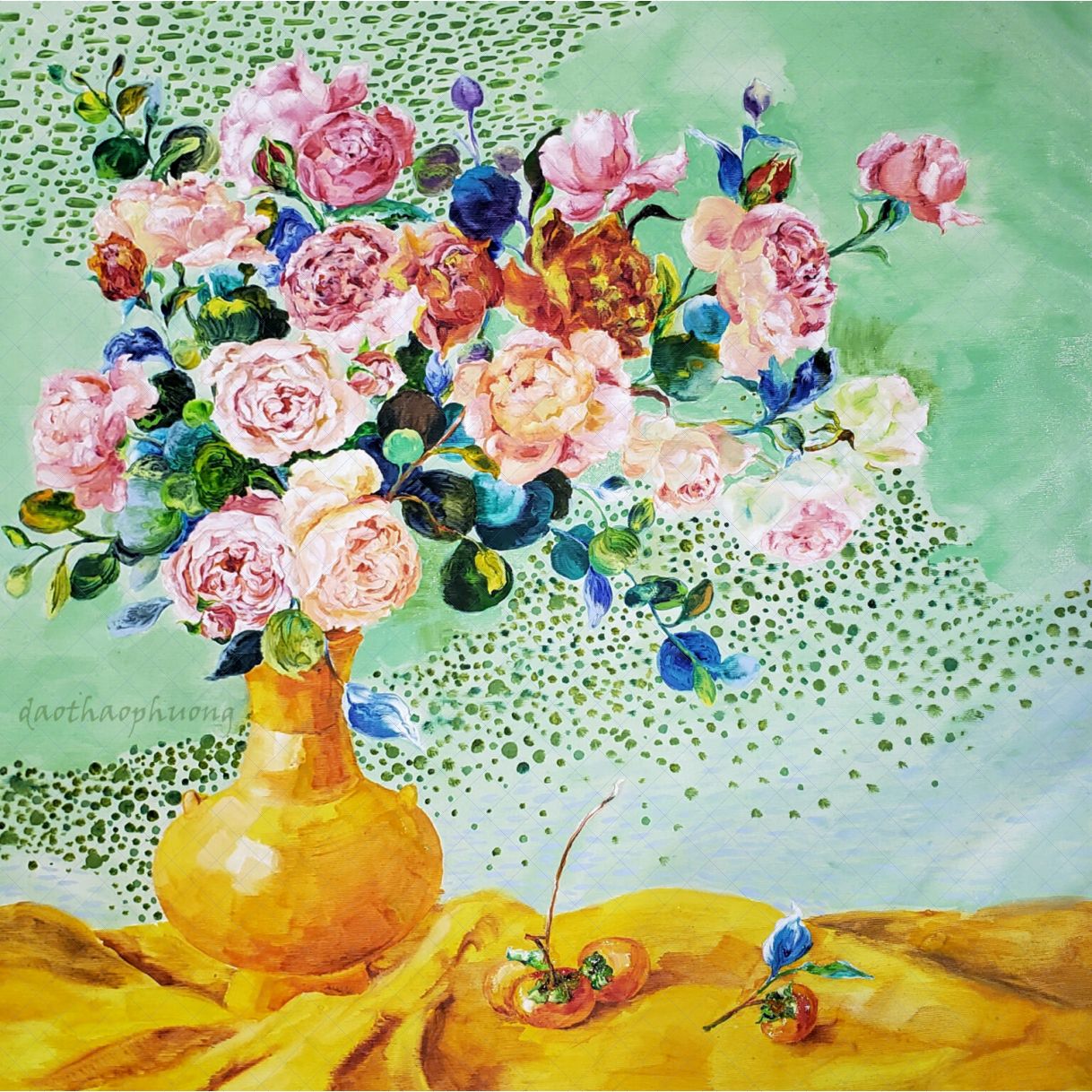 Tranh Hoa Hồng Tinh Khôi Acrylic Sang Trọng Kích Thước 85x85 cm 