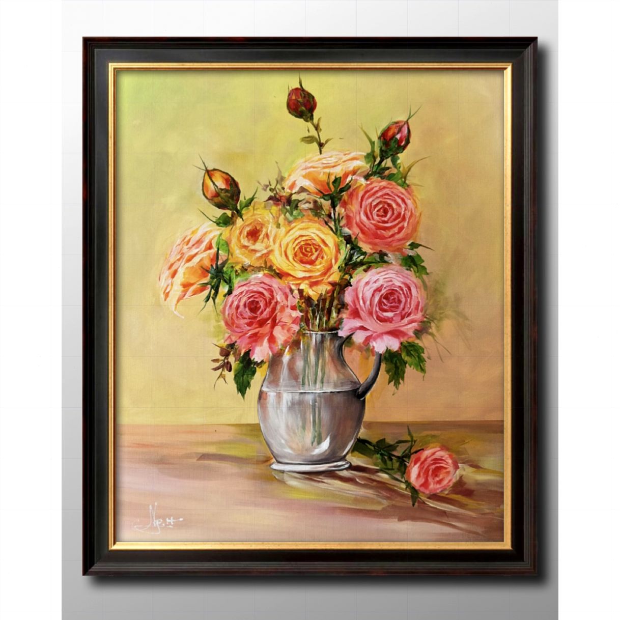 Tranh Hoa Hồng Bình Hồng Xinh Acrylic 50x60cm Đẹp Tinh Tế Trang Trí 