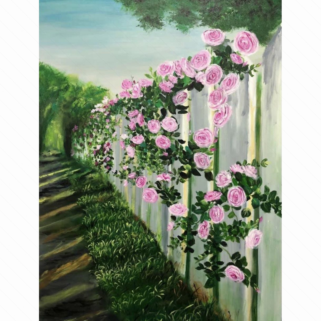 Tranh Hoa Bên Bờ Dậu Acrylic Canvas 60x80cm Độc Đáo Nghệ Thuật 