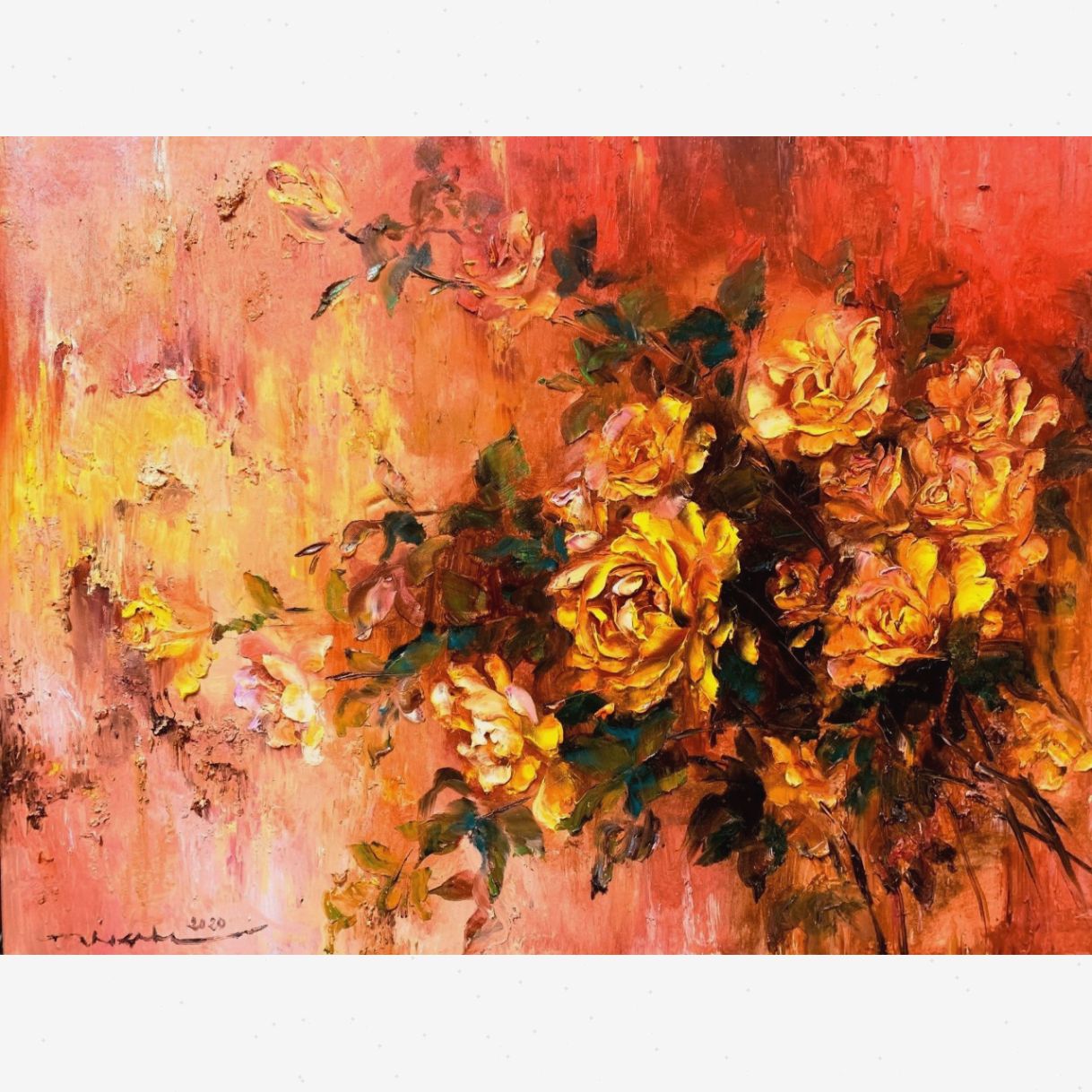 Tranh Sơn Dầu Hoa Hồng Cổ Điển 80x100cm Tinh Tế 