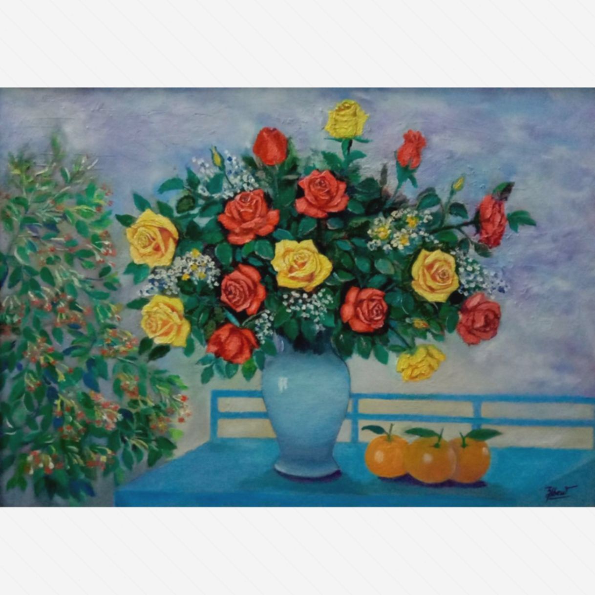 Quốc Hiên tranh ngày gió nhẹ sơn dầu trên vải toan 50x70cm năm 2019 