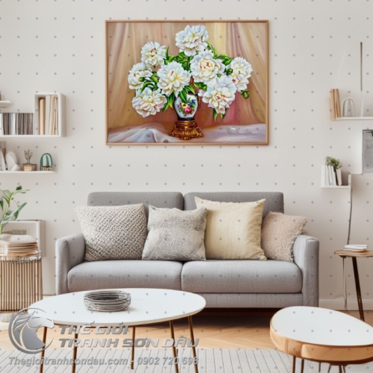 Tranh Vẽ Hoa Mẫu Đơn Cổ Điển Tả Thực Sơn Dầu 60x80cm Đa Kích Thước 