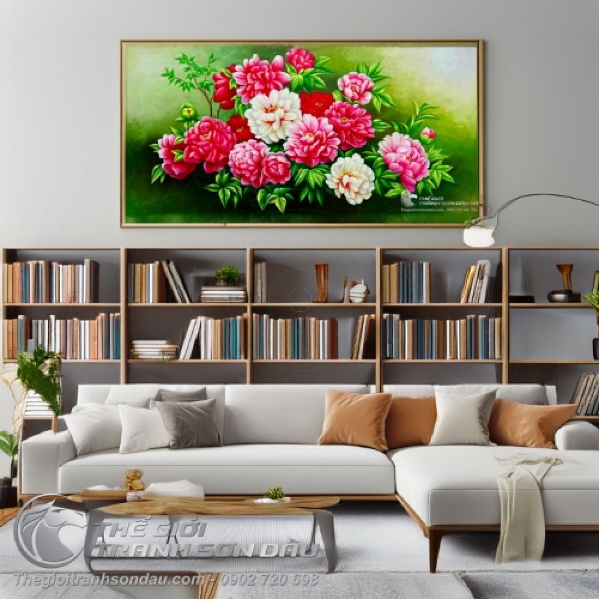 Tranh Hoa Mẫu Đơn Treo Tường Sơn Dầu Cao Cấp 