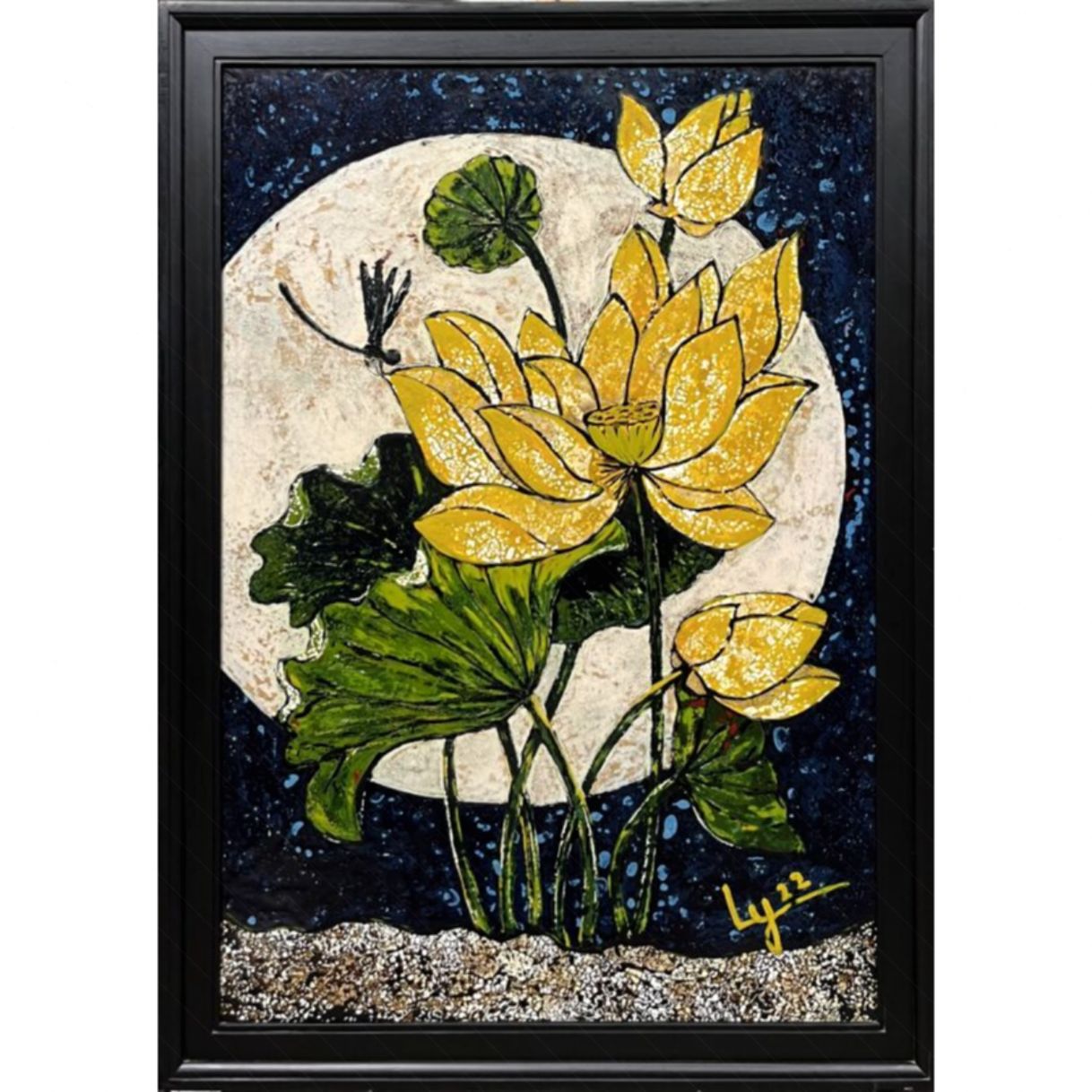 Tranh Sơn Mài Hoa Nguyệt Sen Kích Thước 55x80cm 2022 