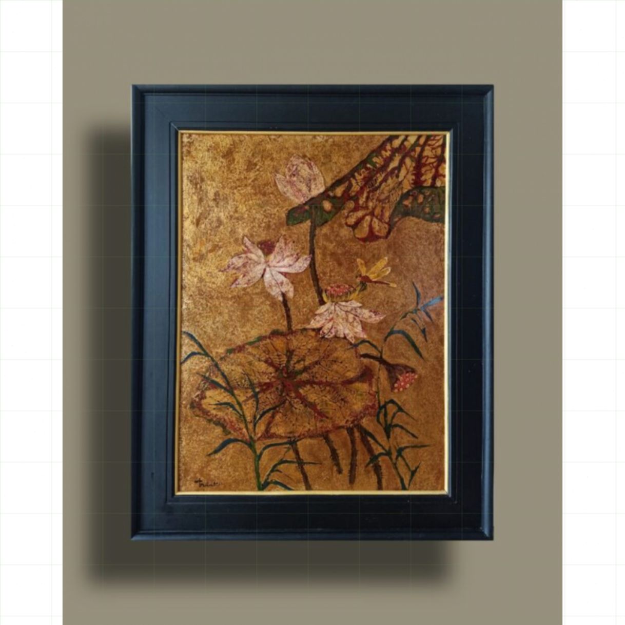 Tranh Hoa Sen mùa Hạ Sơn Mài Toan 60x80cm Tác Giả Chính 
