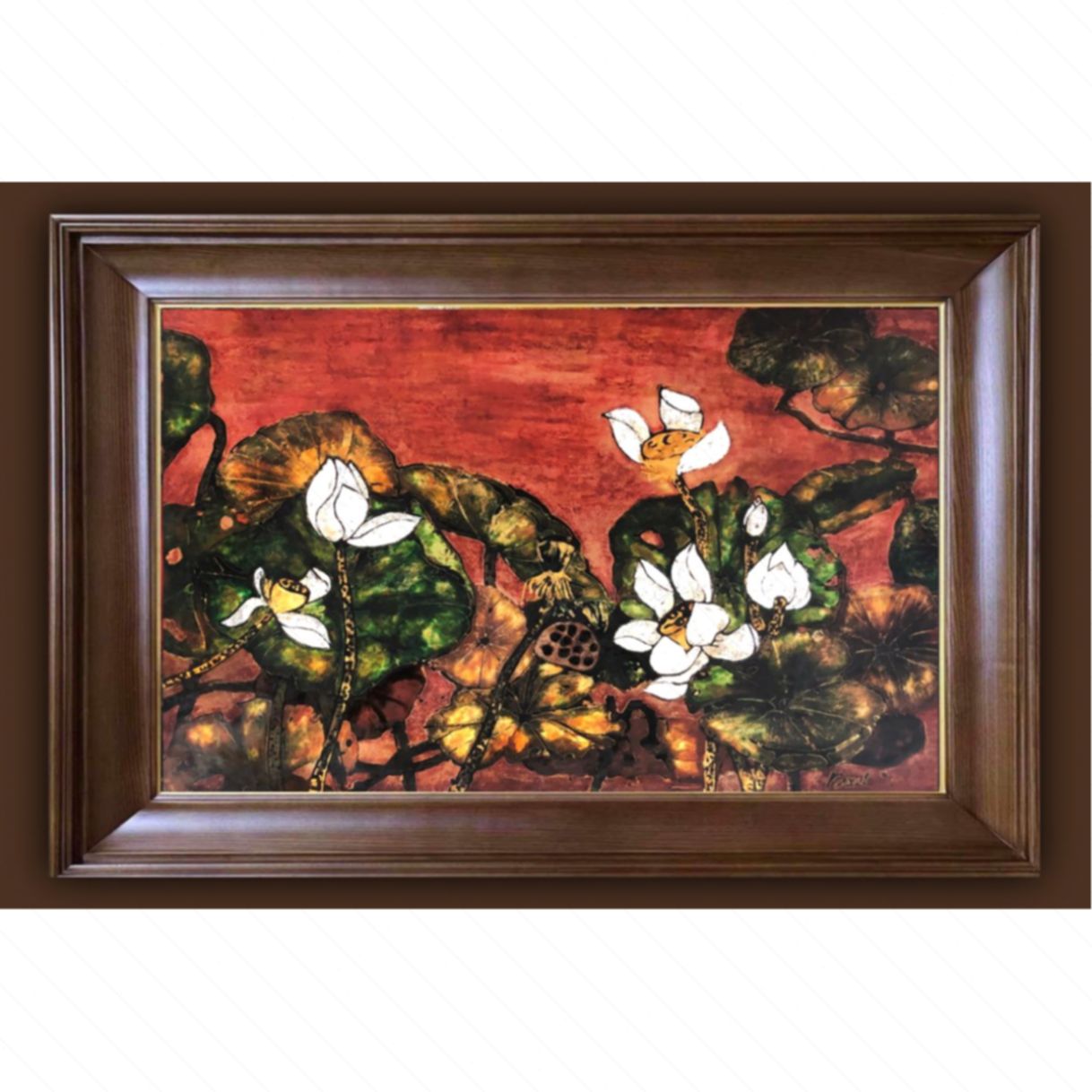 Tranh Hoa Sen Mùa Sen Sơn Mài Truyền Thống 80x120cm 