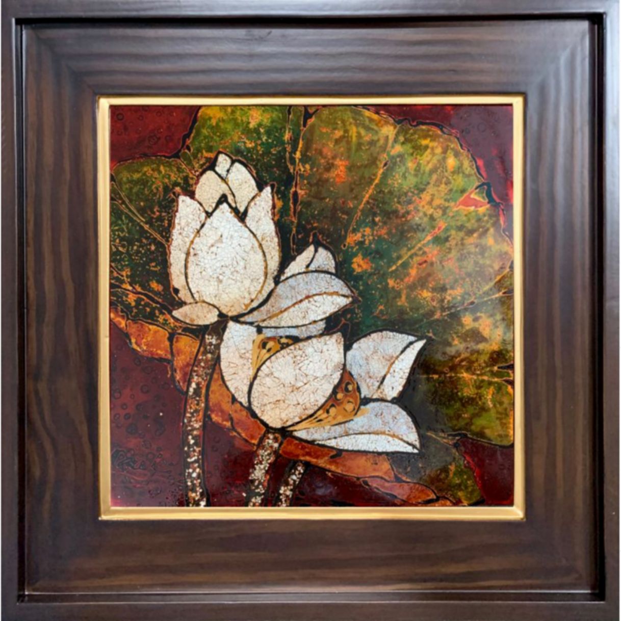 Tranh Quà Tặng Nàng Sen Sơn Mài 30x30cm Độc Đáo Nghệ Thuật 