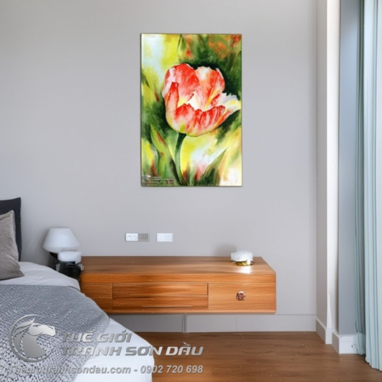 Tranh hoa tulip tả thực sơn dầu nhiều kích thước đẹp 