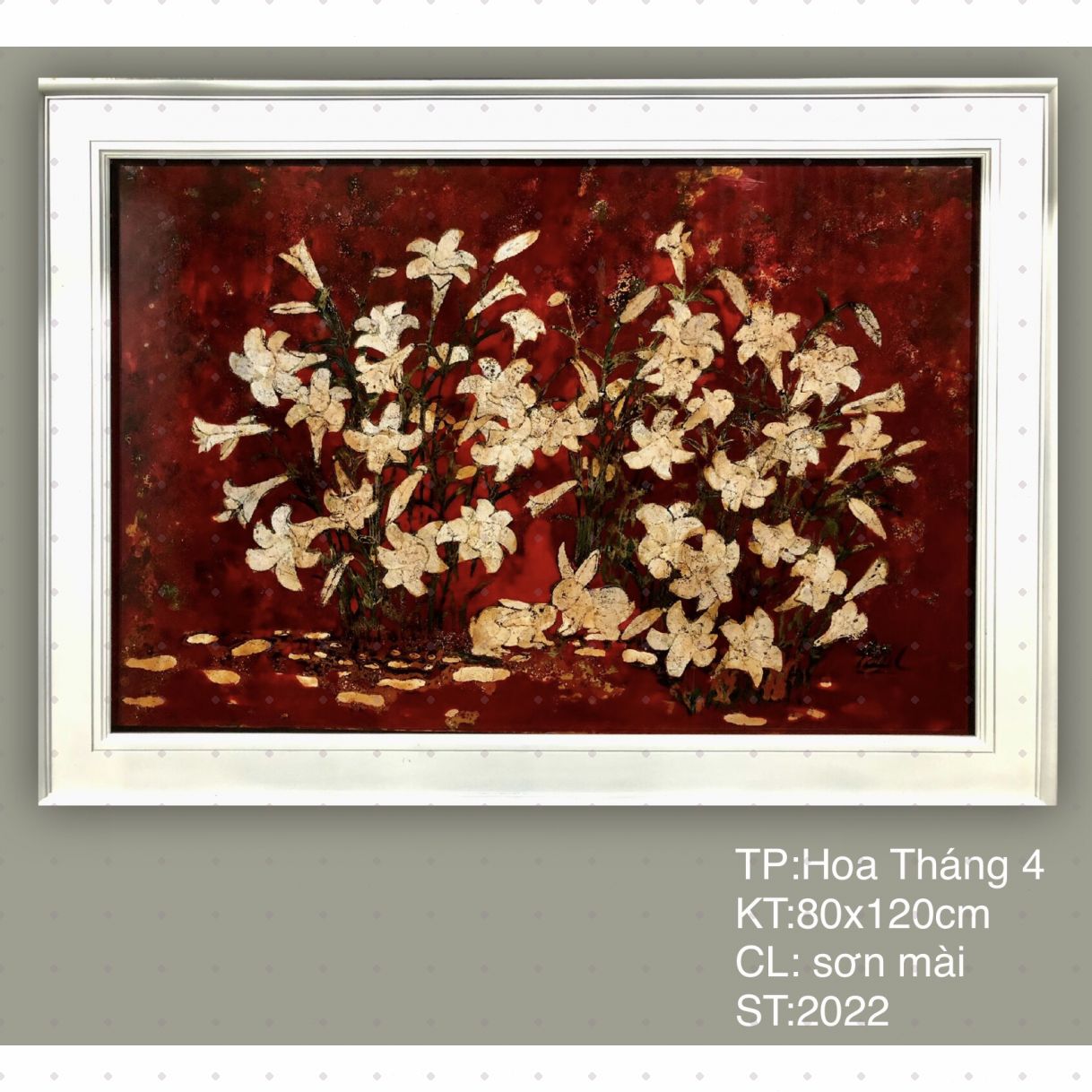 Tranh Sơn Mài Hoa Tháng Tư Độc Bản Kích Thước 80x120cm 