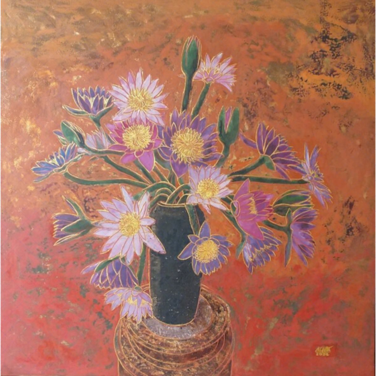 Tranh Sơn Mài Khoe Sắc 80x80cm Truyền Thống Sang Trọng 