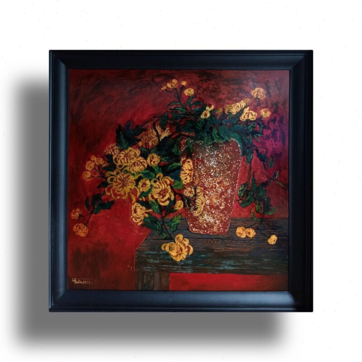 Tranh Sơn Mài Đêm Xuân 80x80cm Nghệ Thuật Truyền Thống 