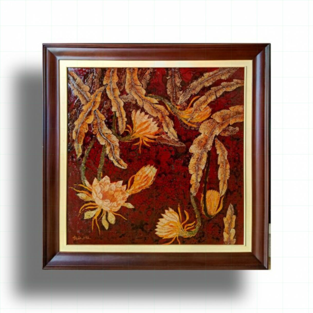 Tranh Sơn Mài Quỳnh Hương 80x80cm Độc Bản Tác Giả Nổi Tiếng 