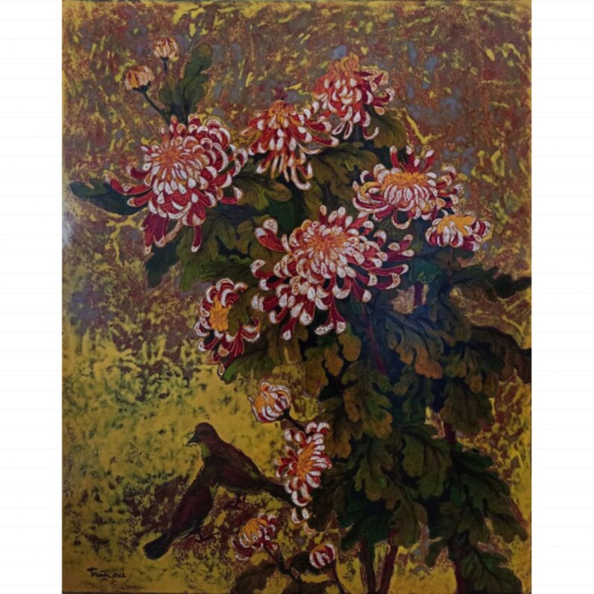 Tranh Sơn Mài Nghênh Xuân 05 Kích Thước 80x100cm 