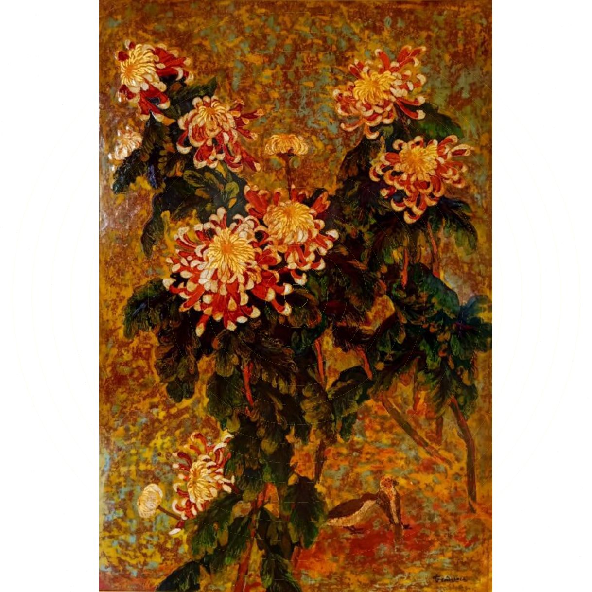 Tranh Sơn Mài Nghênh Xuân 6 Khổ Lớn 80x120cm Độc Bản 