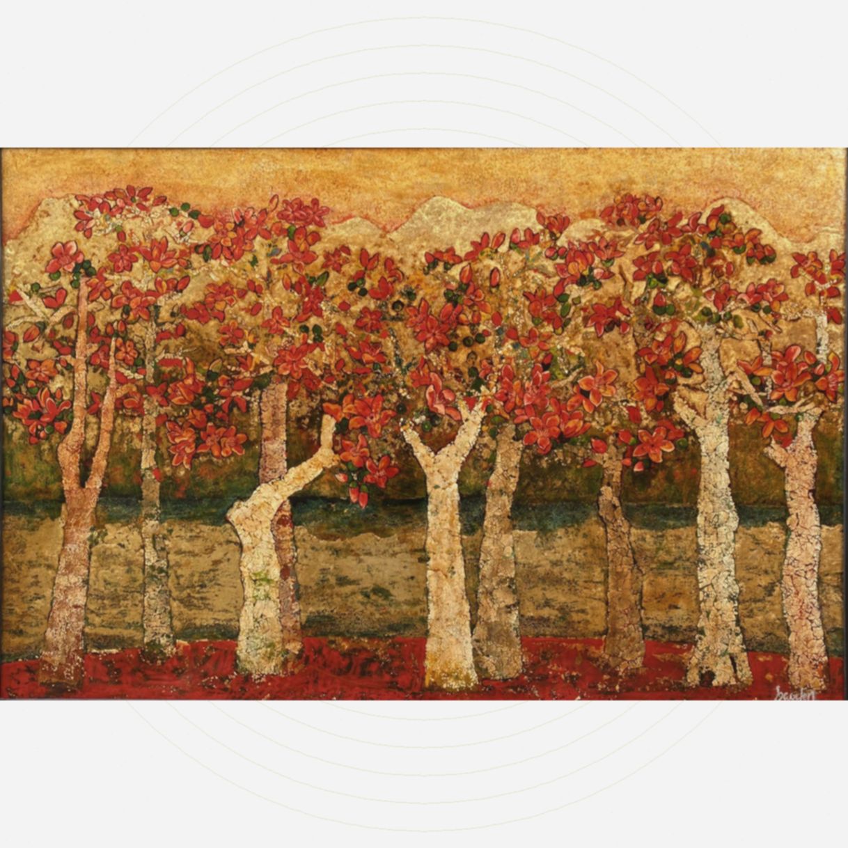Tranh Sơn Mài Mùa Nhớ Kích Thước 80x120cm Tác Phẩm Nghệ Thuật 