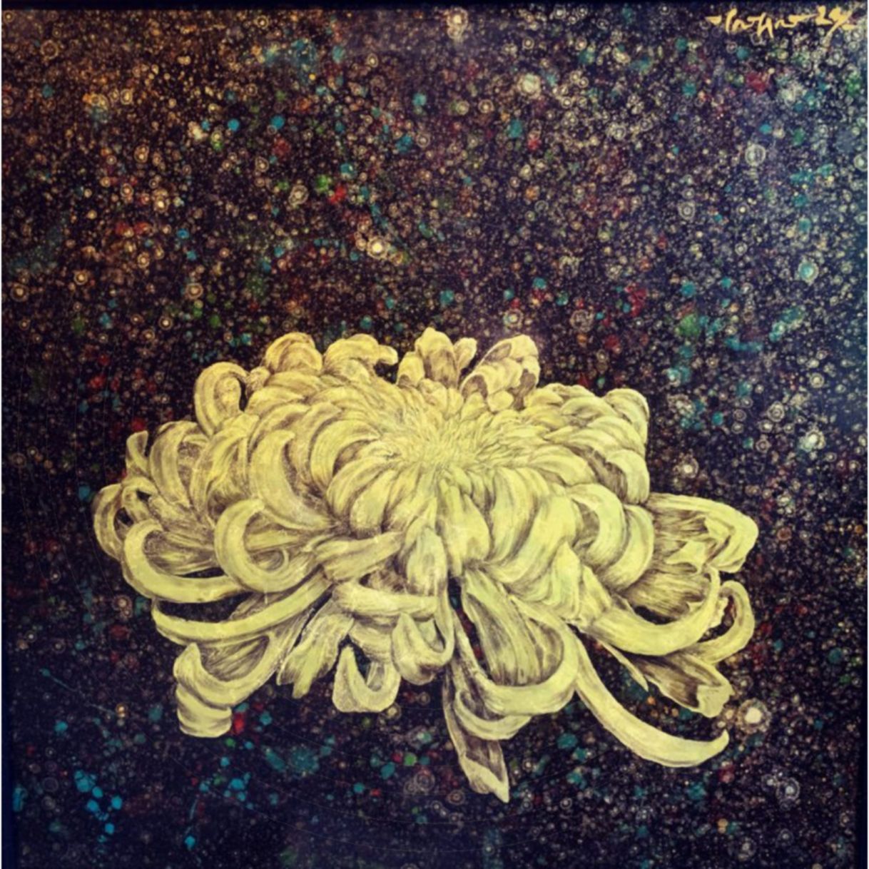 Tranh Hoa Ban Mai Sơn Mài Độc Bản 60x60cm 