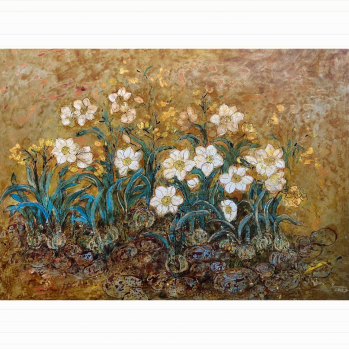 Tranh Sơn Mài Xuân Muộn 60x80cm Sáng Tác Mới 2023 Độc Bản 
