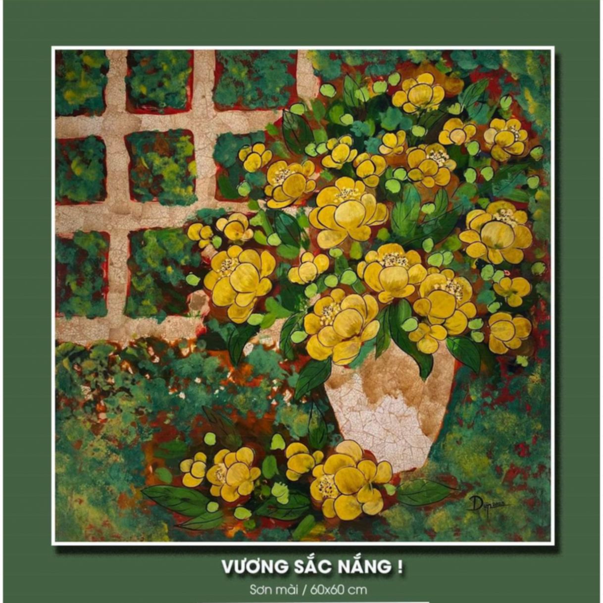 Tranh sơn mài vương sắc nắng 60x60cm sang trọng đẳng cấp 