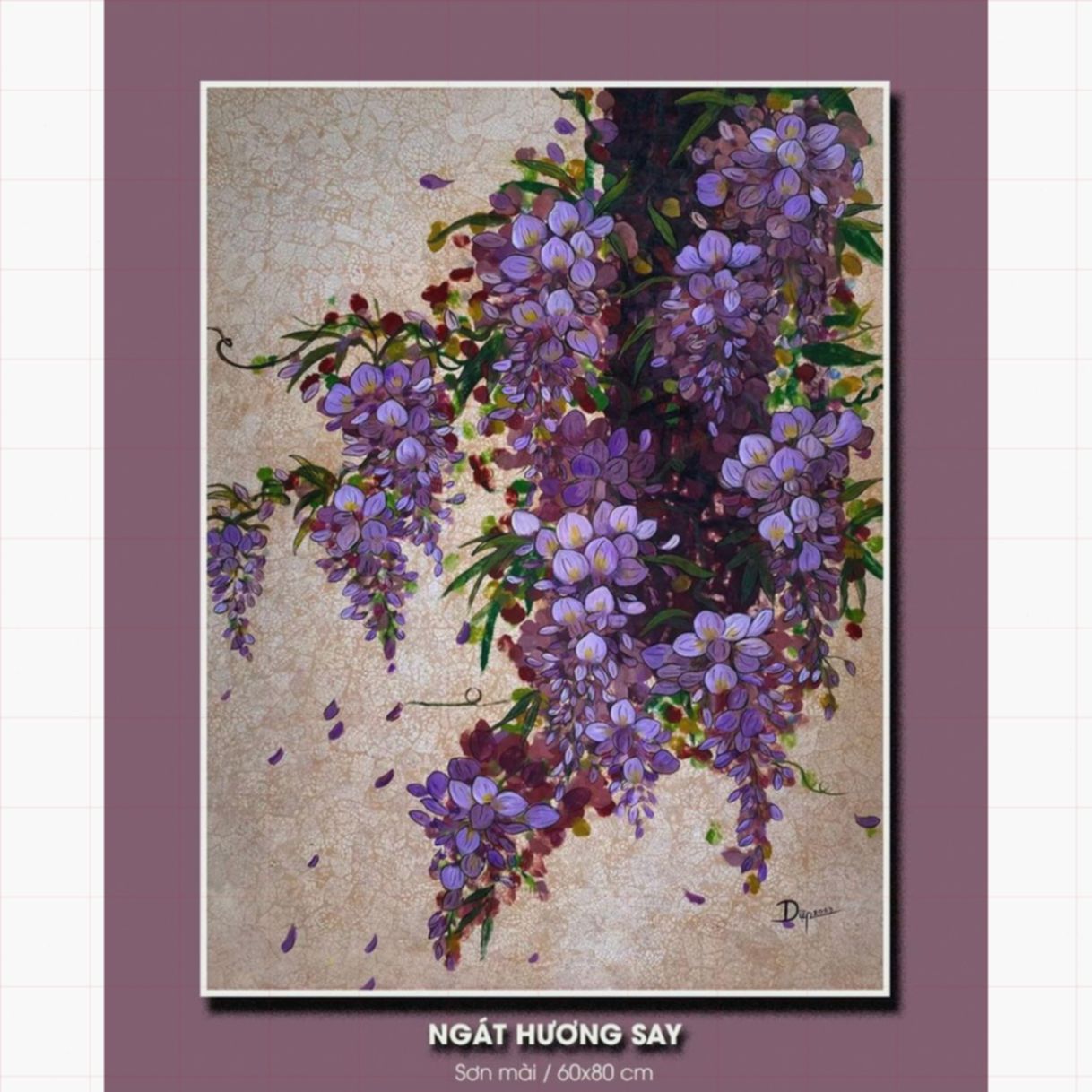 Tranh Sơn Mài Ngát Hương Say Chất Liệu Cao Cấp Kích Thước 60x80cm 
