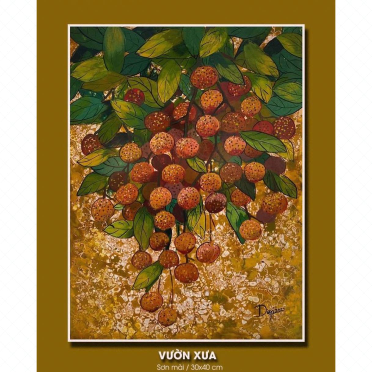 Tranh Sơn Mài Vườn Xưa Độc Bản Kích Thước 30x40cm 