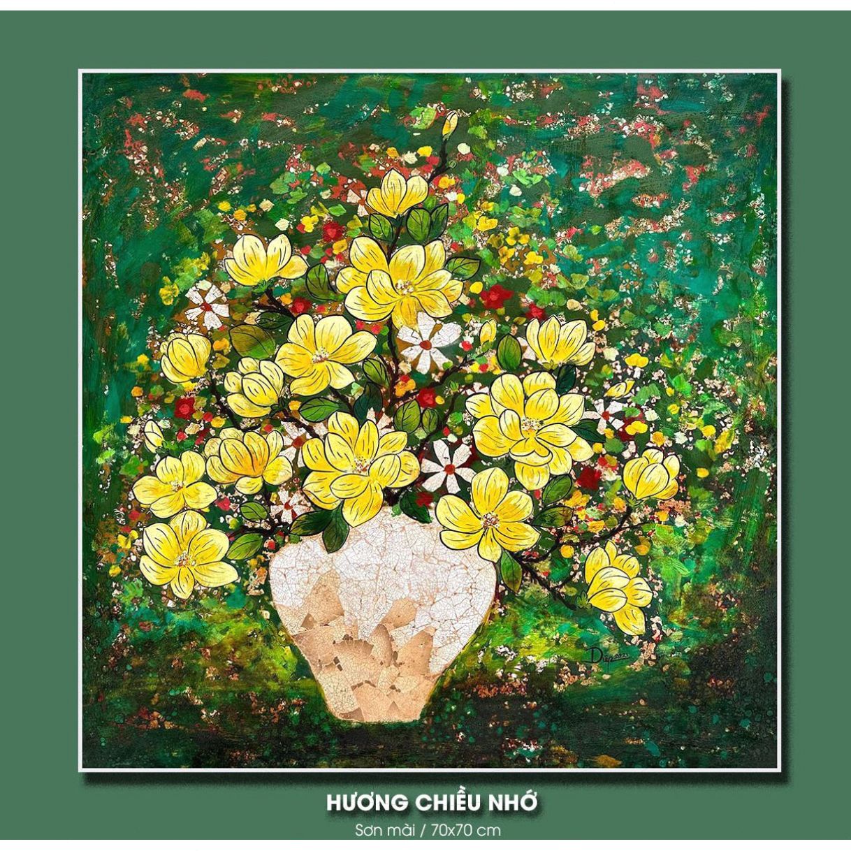 Tranh Sơn Mài Hương Chiều Nhớ Kích Thước 70x70cm 