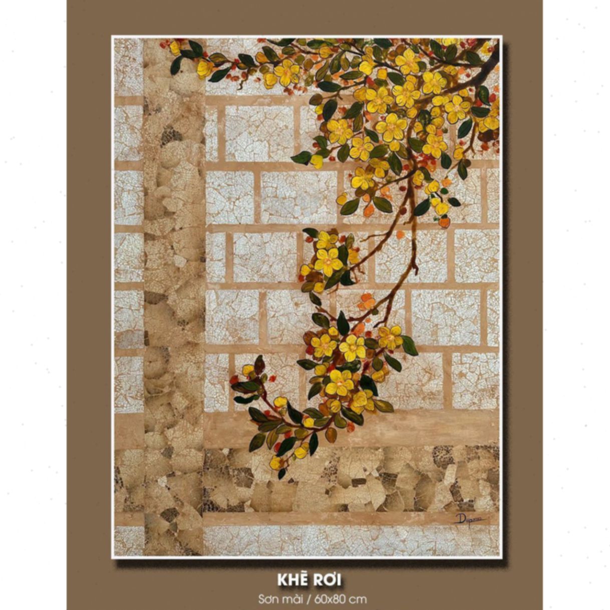 Tranh Sơn Mài Khẽ Rơi Kích Thước 60x80cm Tác Phẩm Họa Sĩ 
