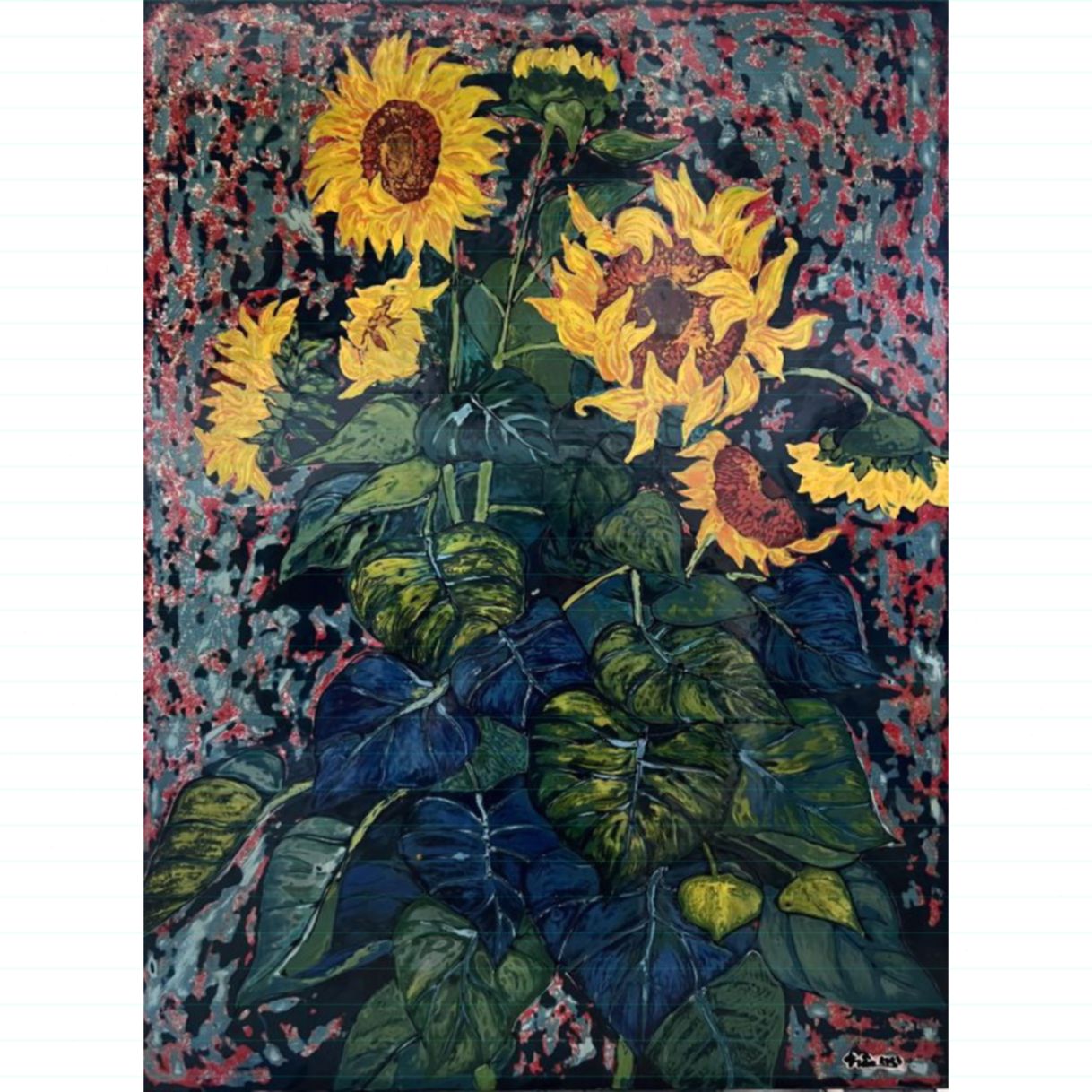 Tranh sơn mài Hương mặt trời sắc nét 60x80cm độc bản 