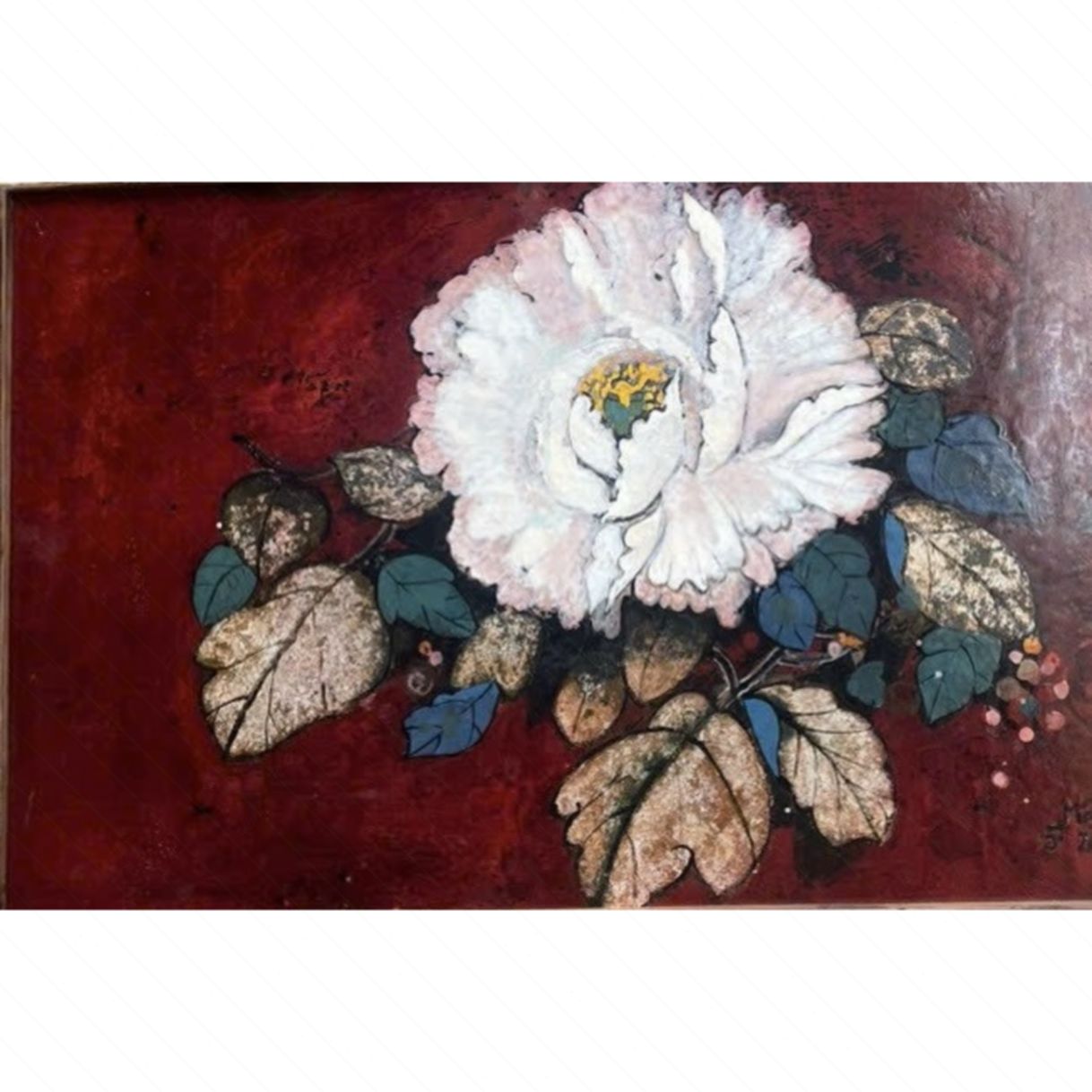 Tranh Hoa Trà Sơn Mài Kích Thước Vừa Sang Trọng 40x60cm 