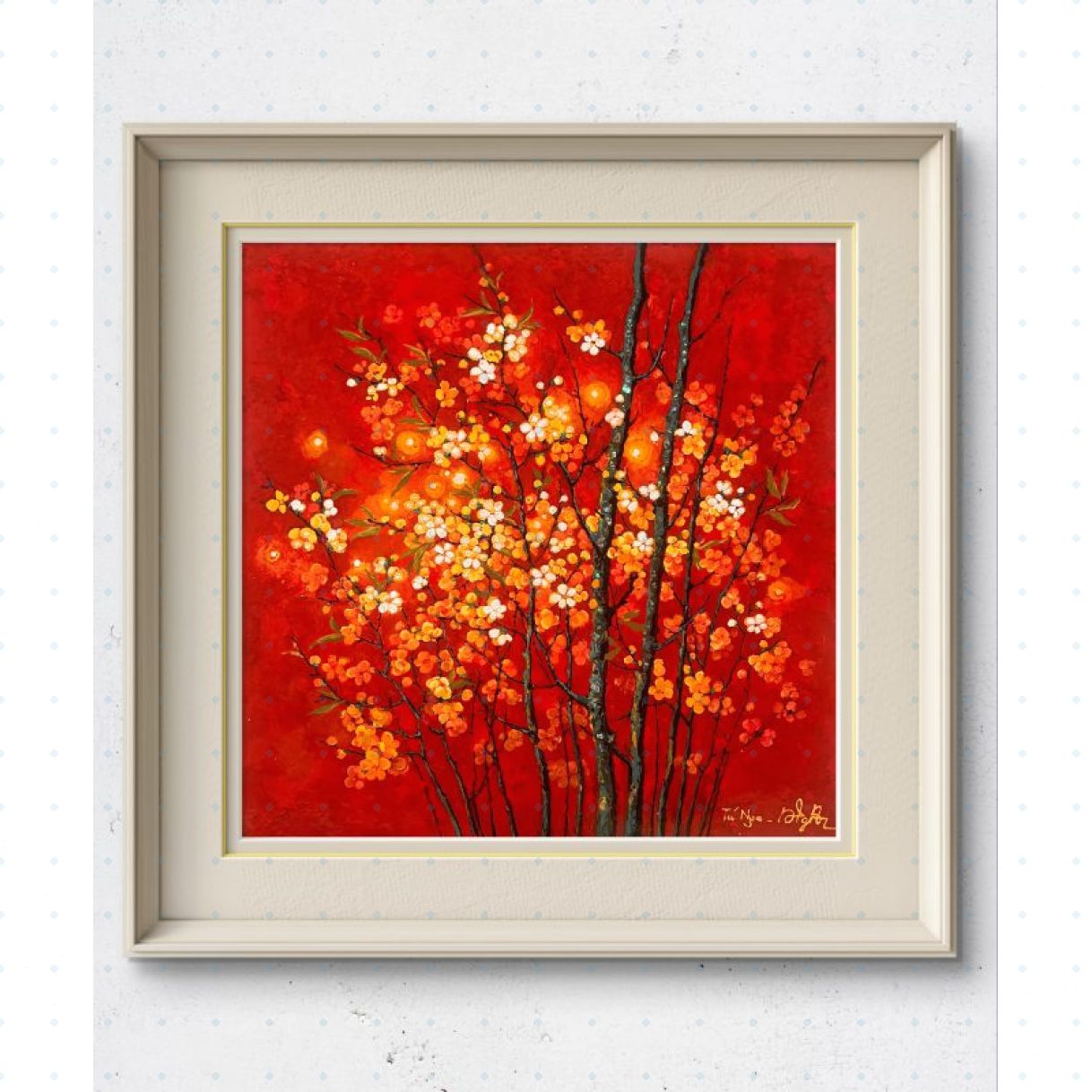 Tranh Sơn Mài Các Loài Hoa Son Sắt 60x60cm Độc Bản 2025 