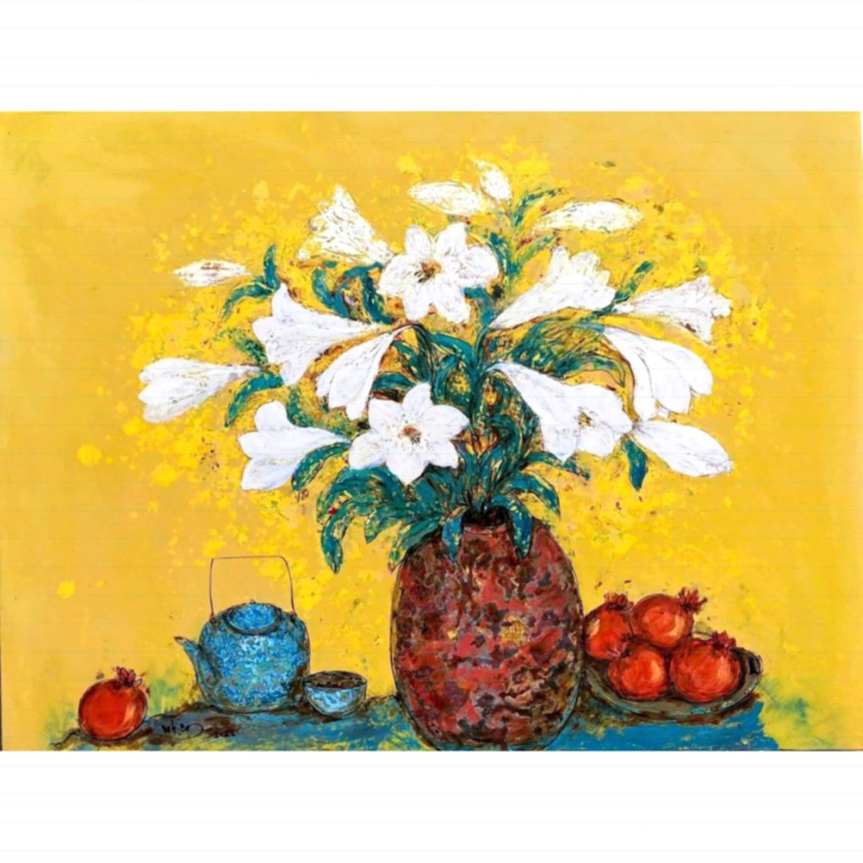 Tranh Sơn Mài Hoa Trà 60x80cm Độc Bản Đẹp 