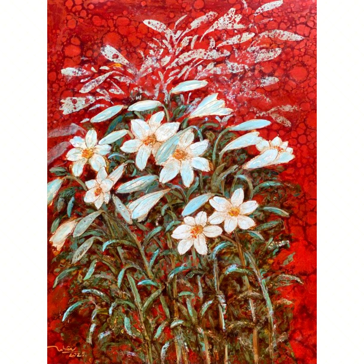 Tranh Sơn Mài Phiêu Diêu 70x90cm Độc Bản Kỹ Thuật Cao 