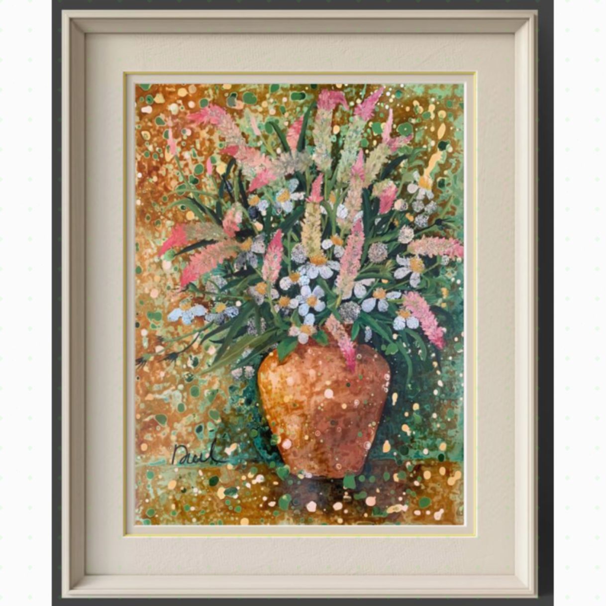 Tranh Quà Tặng Hoa Đồng Nội Sơn Mài 40x50cm Có Giấy Tác Quyền 